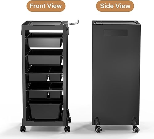 Miniatura 7 de Carrito de salón con ruedas y 6 cajones, organizador de carrito para peluquería estilista, estación de gabinete de salón para peluquería y spa de