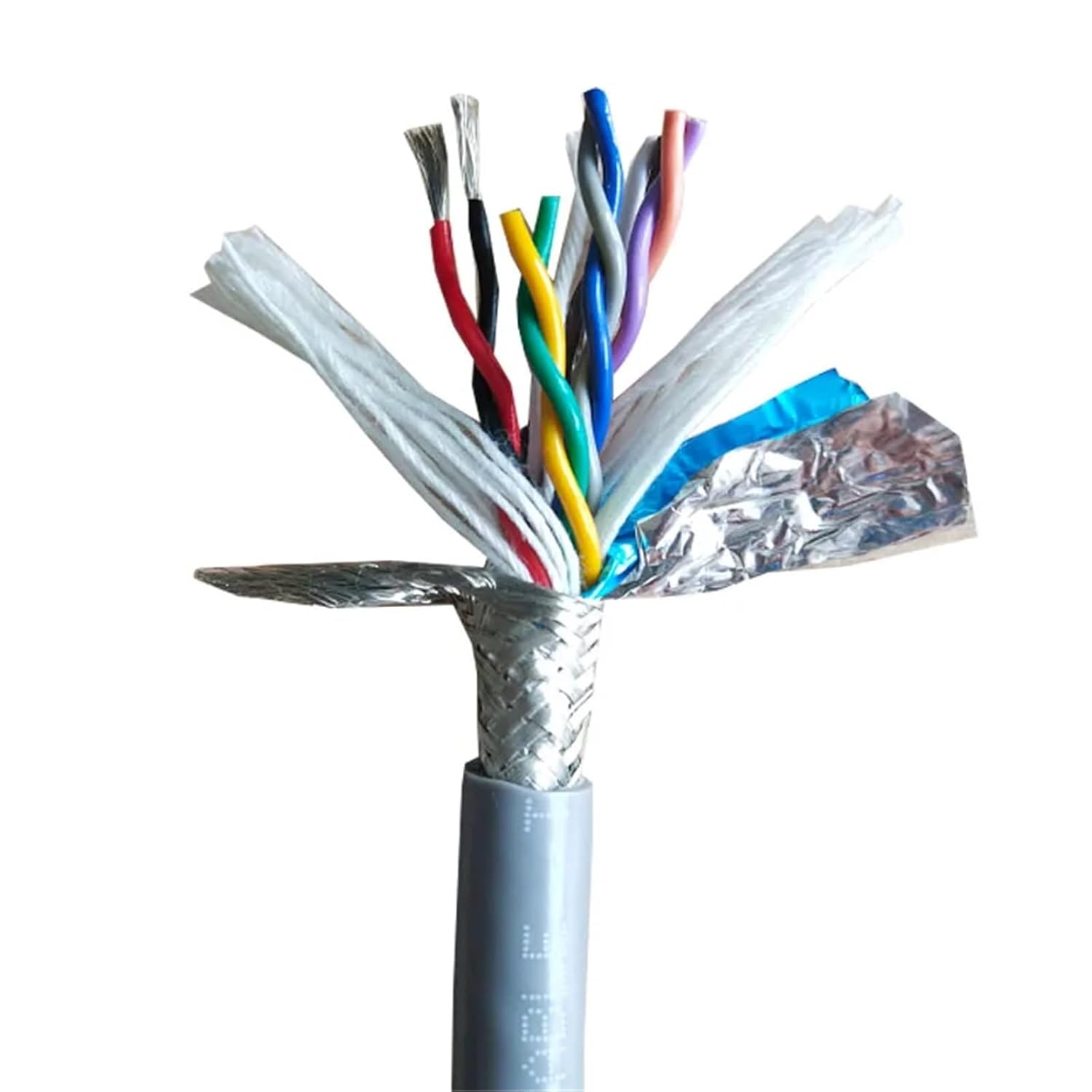 1M Twisted Pair Shielded Cable 20-26AWG 2-40 Core PVC High Flexibility Drag Chain for 485 Signal Wire(Black-22AWG0.3MM,12Cores1M)