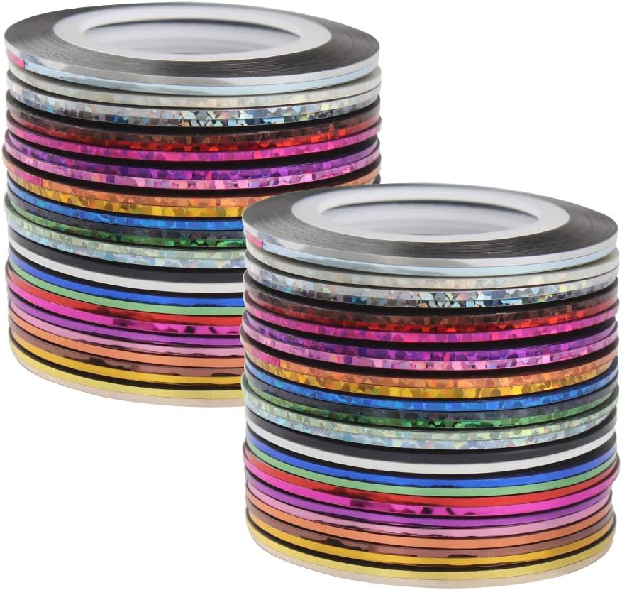 60 PCs kleuren striping tape lijn, nail art strepen nagel lijn stickers nagel strips tape decoratie DIY nagel tips, 30 kleuren