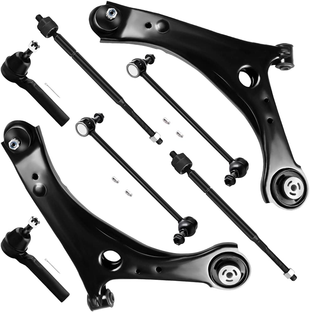 8pc Set Front Suspension Kit Lower Control Arm w/Ball Joint Outer Tie Rod End Inner Tie Rod End Sway Bar Link Replacement for Chrysler Town & Country,for Dodge Grand Caravan