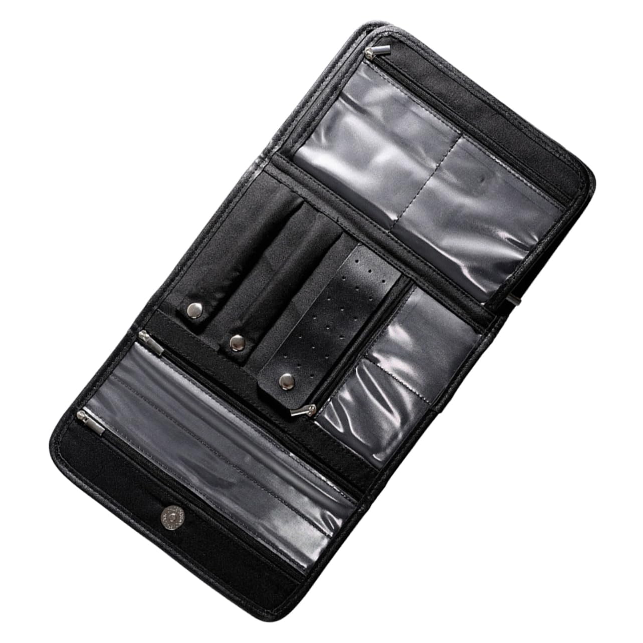 PRETYZOOM Travel Jewelry Organizer Case Foldable Jewelry Roll Pouch for Earrings Multi-pocket Storage Bag for Accessories Pu Material Compact and Portable Design