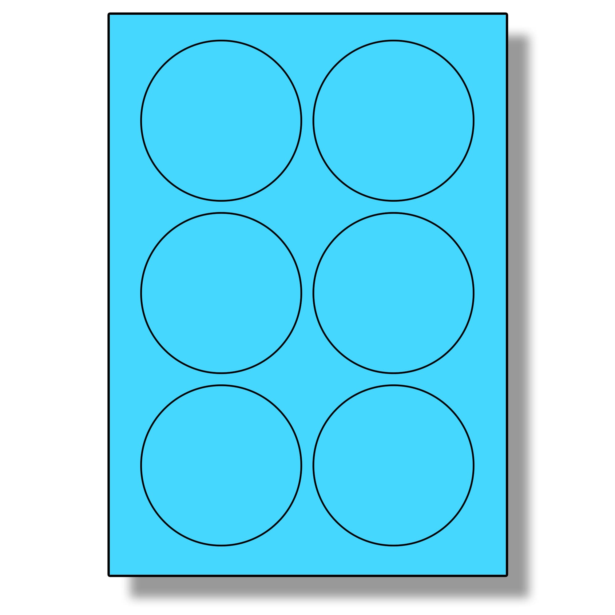 Label Planet® 6 Per Page/Sheet, 50 Sheets (300 Large Blue Round Sticky Labels), Matt Permanent A4 Circular Coloured Stickers, LP6/85RC, 85MM Diameter Circles, for All Uses
