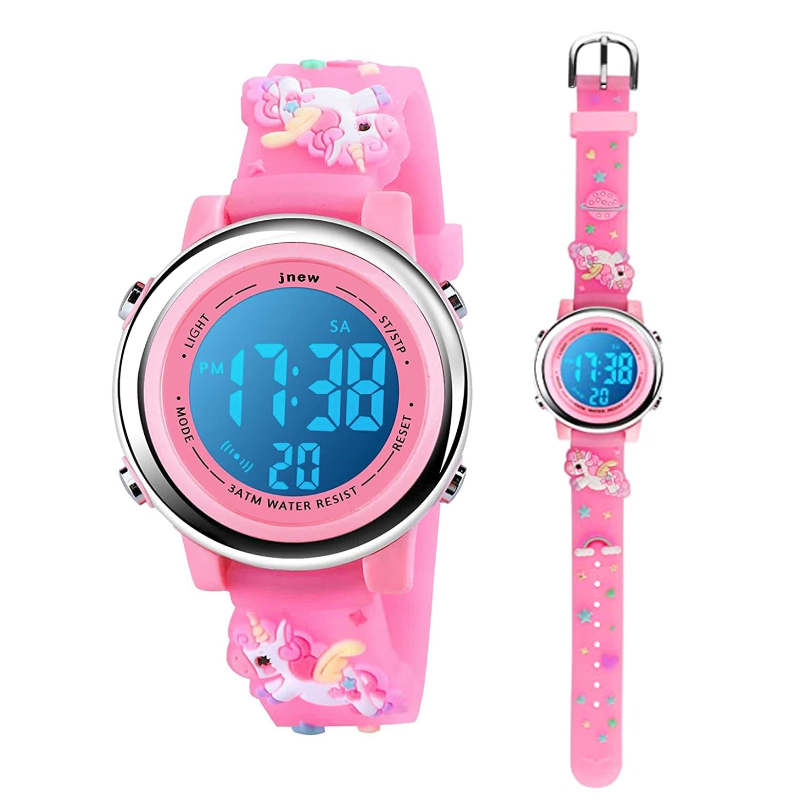 KASTWAVE Toddler Kids Digital Watches for Girls Boys, 3D Cute Cartoon 7 Color Lights Waterproof Sport Electronic Wrist Watch with Alarm Stopwatch for 3-10 Year Children