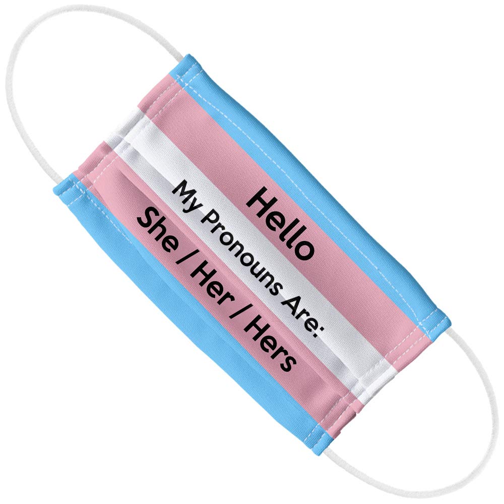 My Pronouns Are She Her Hers Gender 1-Ply Reusable Face Mask Covering with Adjustable Nose Wire, Unisex