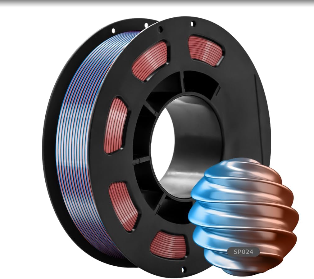 Silk Dual Color PLA+ Filament 1.75mm, Dual-Color Design: Copper and Blue Coextruded 3D Printing Filament, Shiny Glossy Finish 1KG Spool (2.2lbs) Accuracy +/- 0.02mm for FDM Printers
