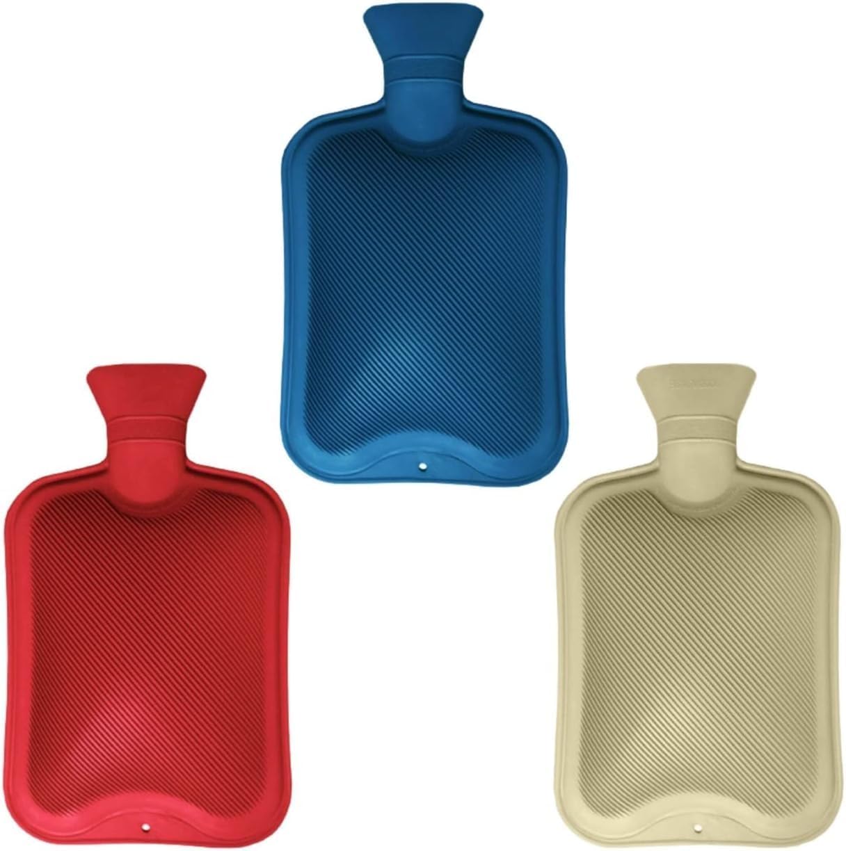 SKYTE® Pack of 3 Hot Water Bottle Natural Rubber 2 Litre Capacity Large