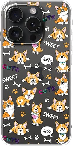 Miniatura 2 de Blingy's Funda para iPhone 15 Pro Max, lindo estilo perro Corgi divertido patrón de carlino divertido diseño de animales de dibujos animados
