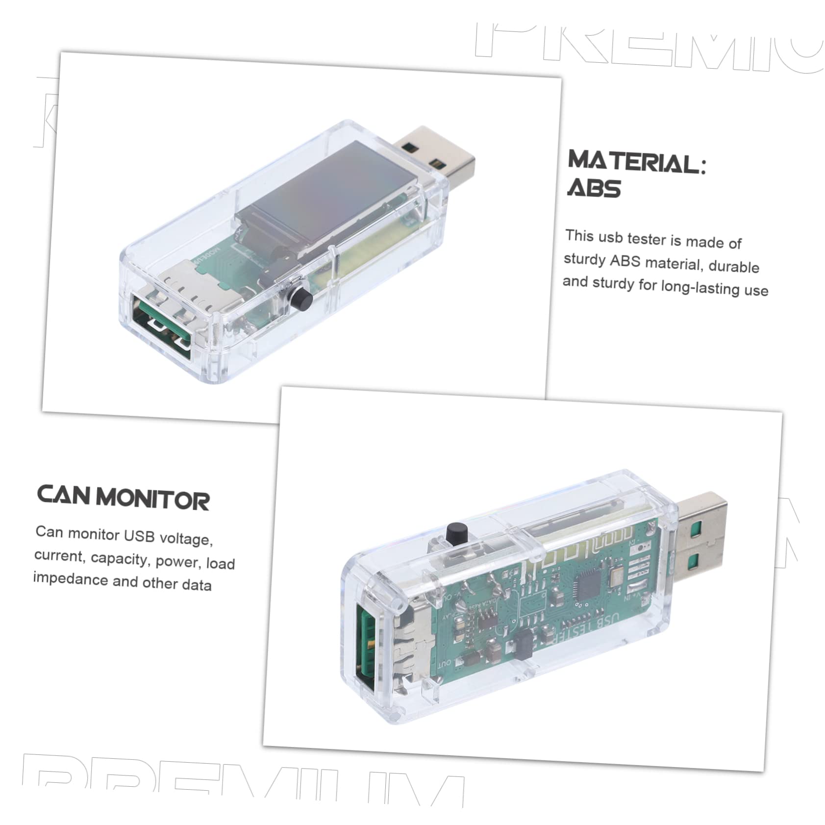 STOBOK 5 Stück USB-Tester USB-Leistungsmesser USB spannungsprüfer Spannungsmesser tragbar stromverbrauchsmesser elektrisches Prüfwerkzeug USB-Voltmeter Abs Transparent