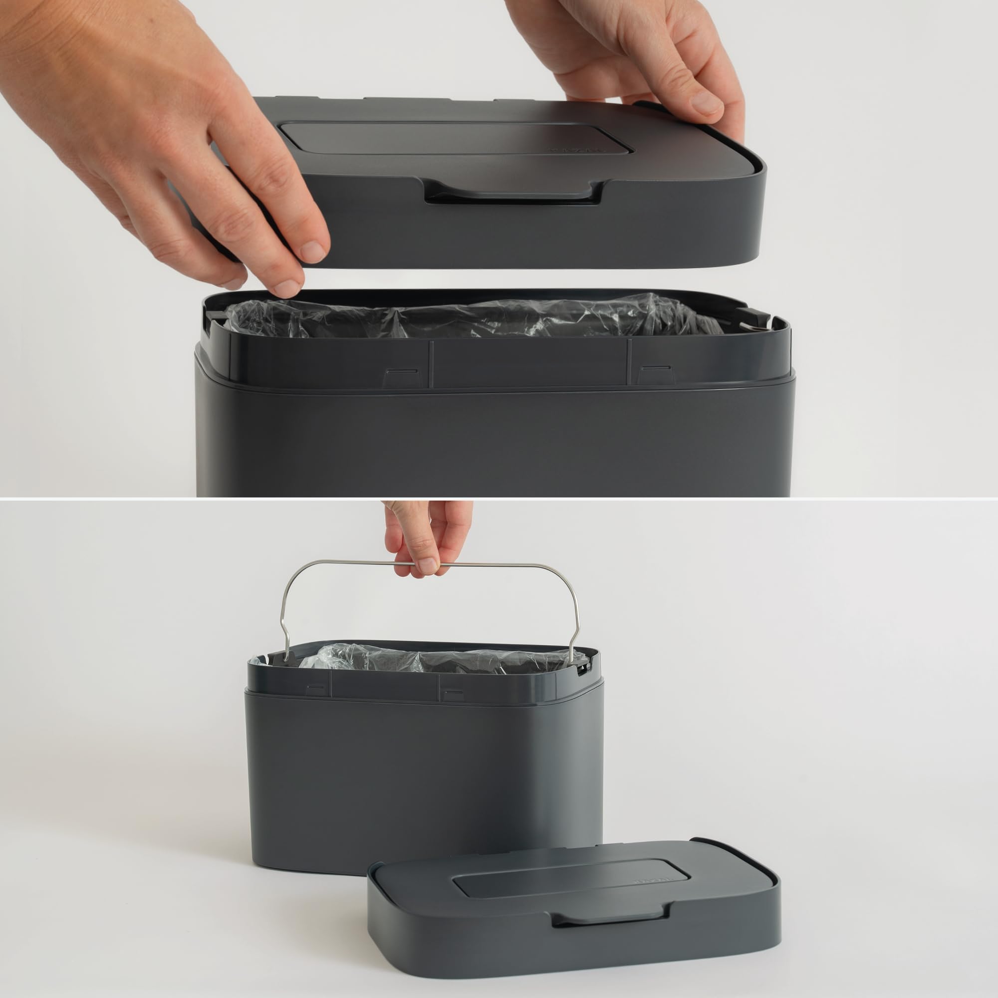 KAZAI. Bio-Mülleimer 'Elin' | 4,5L Kompost-Eimer mit Kohlefilter | Geruchsdicht, Spülmaschinenfest, inkl. Innenbehälter | Biomüll-Behälter für die Küche | Graphite-Schwarz
