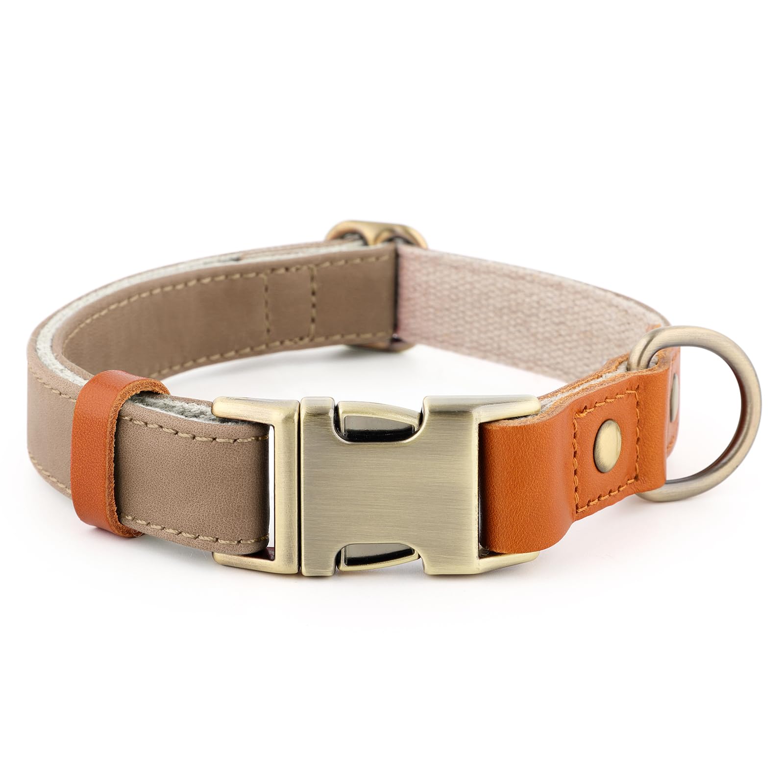 Plutus Pet Genuine Leather & Hemp Dog Collar – Adjustable Heavy Duty Pet Collar with Quick Release Metal Buckle, Soft & Stylish for Puppy and Small, Medium, Large Dogs (Ash Brown, XS) — image 1