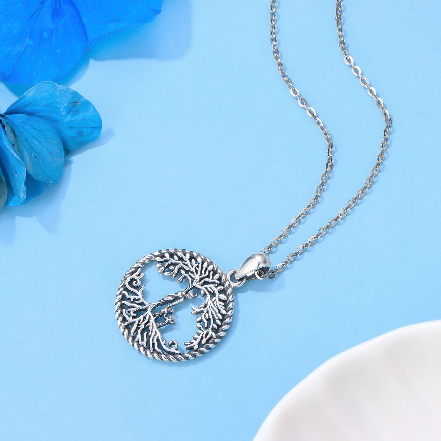 Collar para Madre Mujer Colgante Árbol de la Vida de Plata de Ley 925 Collar con Colgante de Madre e Hijos Familiar de Joyería Regalos para Mamá Hija Abuela Hermana Esposa