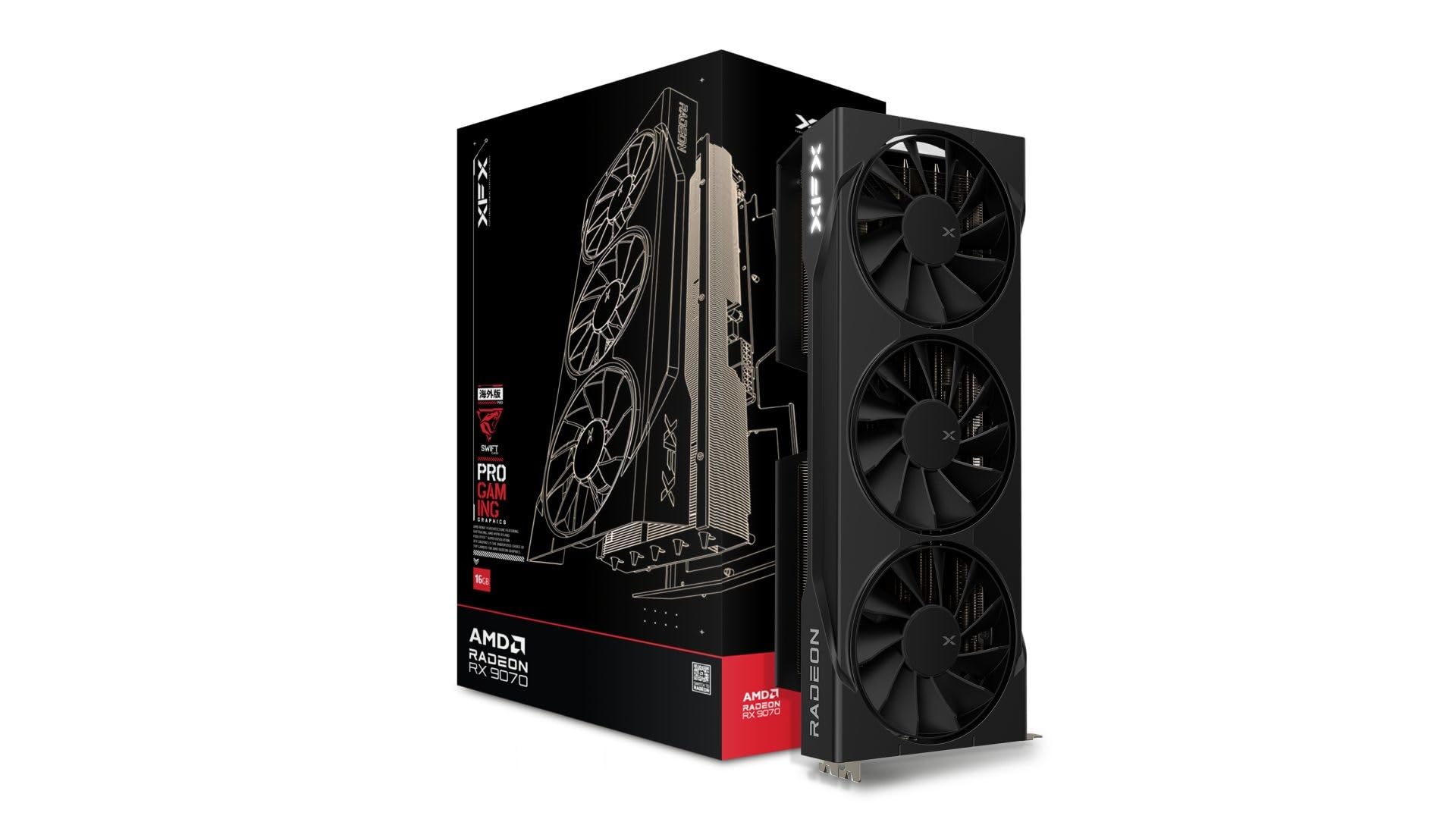 XFX Swift AMD Radeon RX 9070 OC Triple Fan Gaming Edition with 16GB GDDR6 HDMI 3xDP, AMD RDNA 4 RX-97SWFB3BA