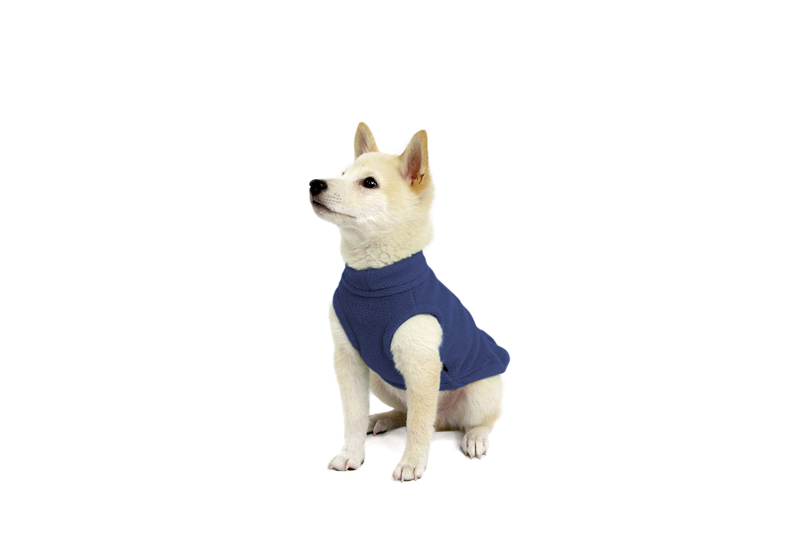 Gooby - Stretch Fleece Vest Sweater Fleece Vest Jacket Sweater for Dogs, Indigo Blue, Medium Length (11") - 4