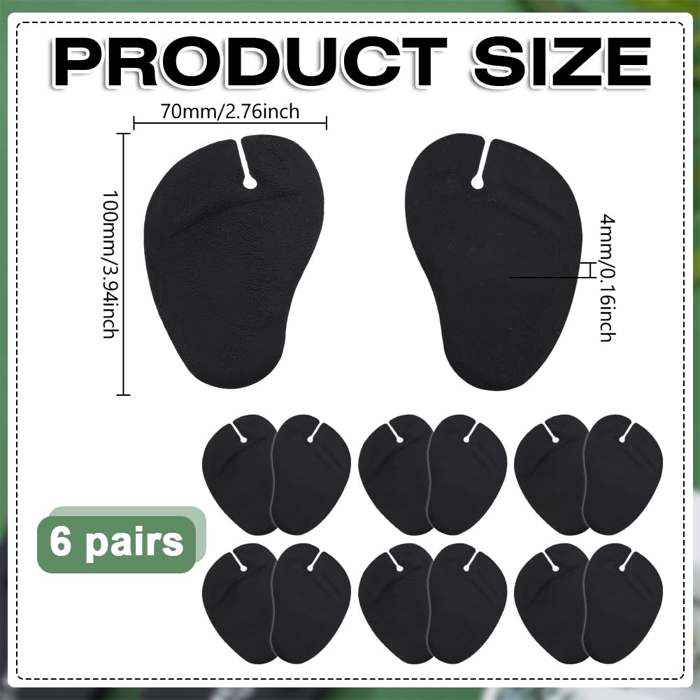 AHANDMAKER 6 pares de protectores de dedos de piel sintética para sandalias de 2.75 x 3.94 pulgadas, cojín antideslizante para vacaciones en la playa, accesorios de agarre para pies, color negro