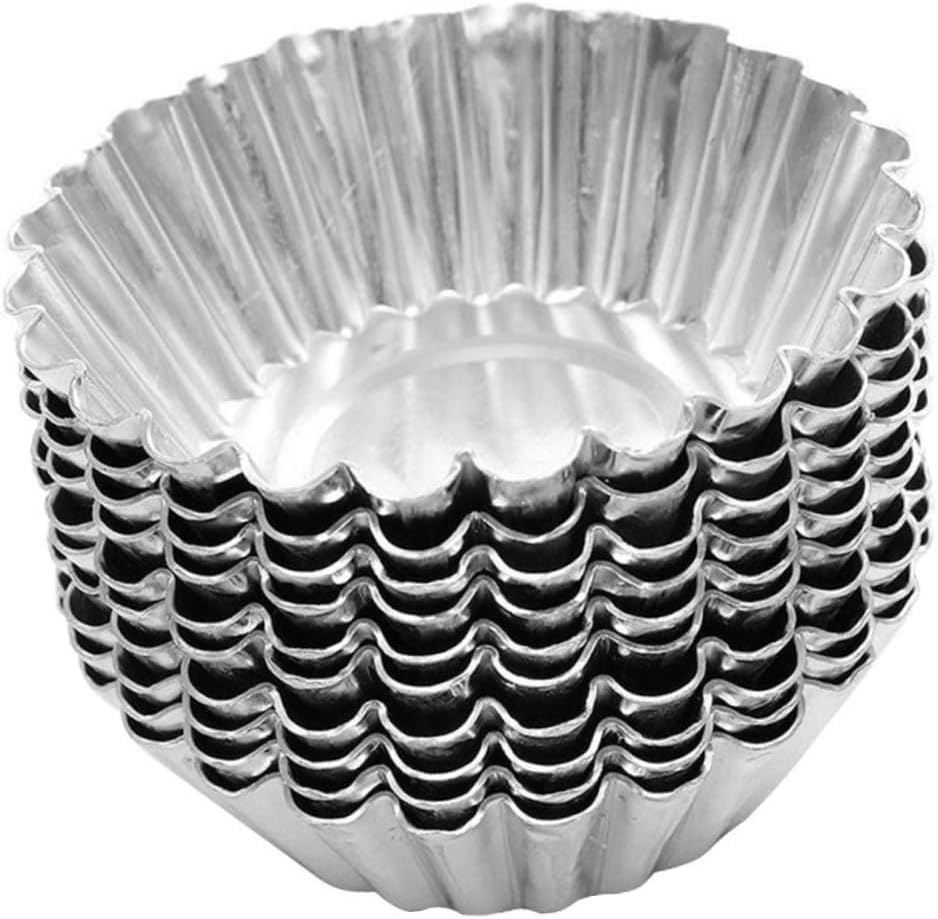 Unomor 100pcs Egg Tart Moulds Metal Baking Cups Tart Pans Muffin Baking Cups Tartlets Pans Nonstick Wide Application