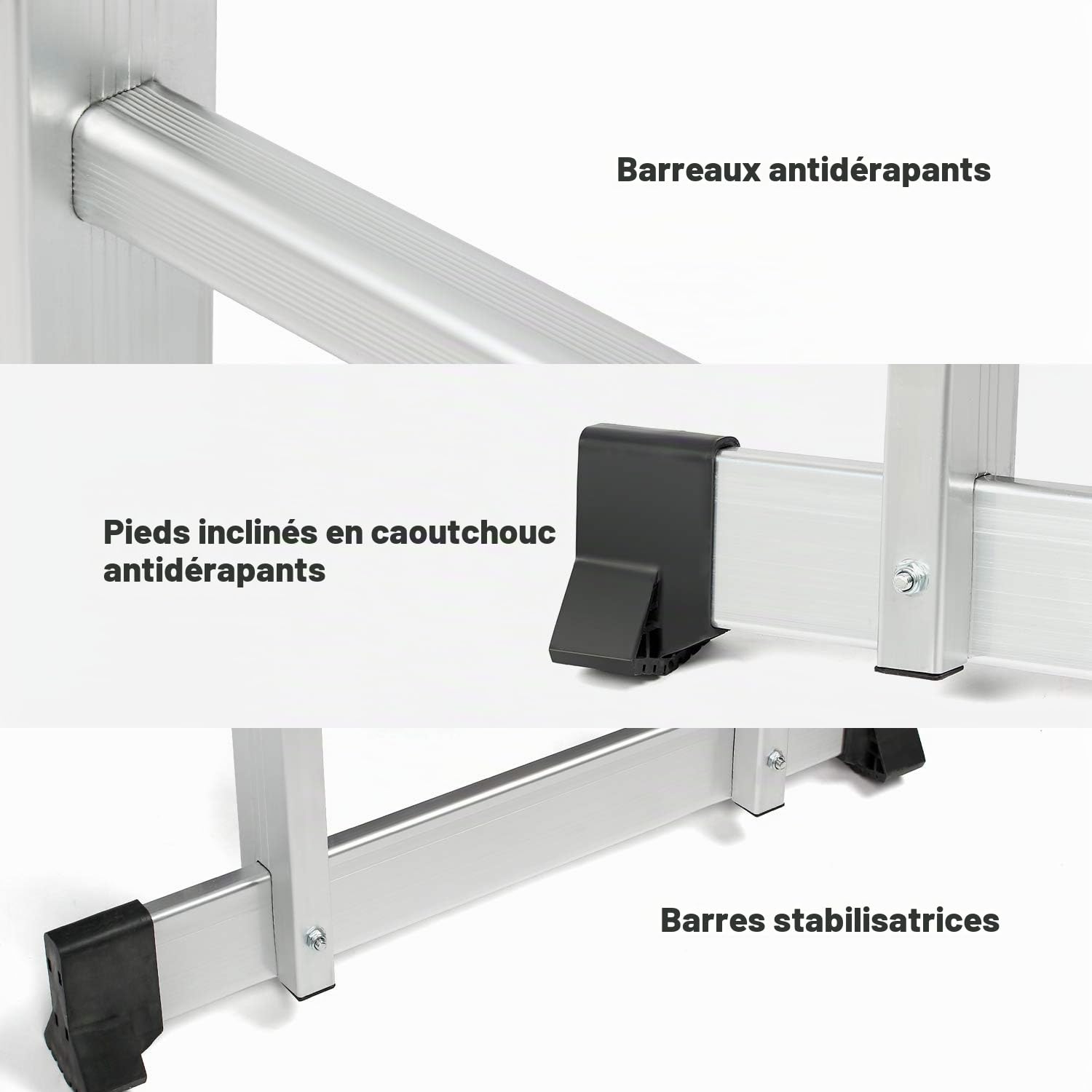 Todeco 6 en 1 Échelle Pliante, 4.7m Télescopique Aluminium Multifonction