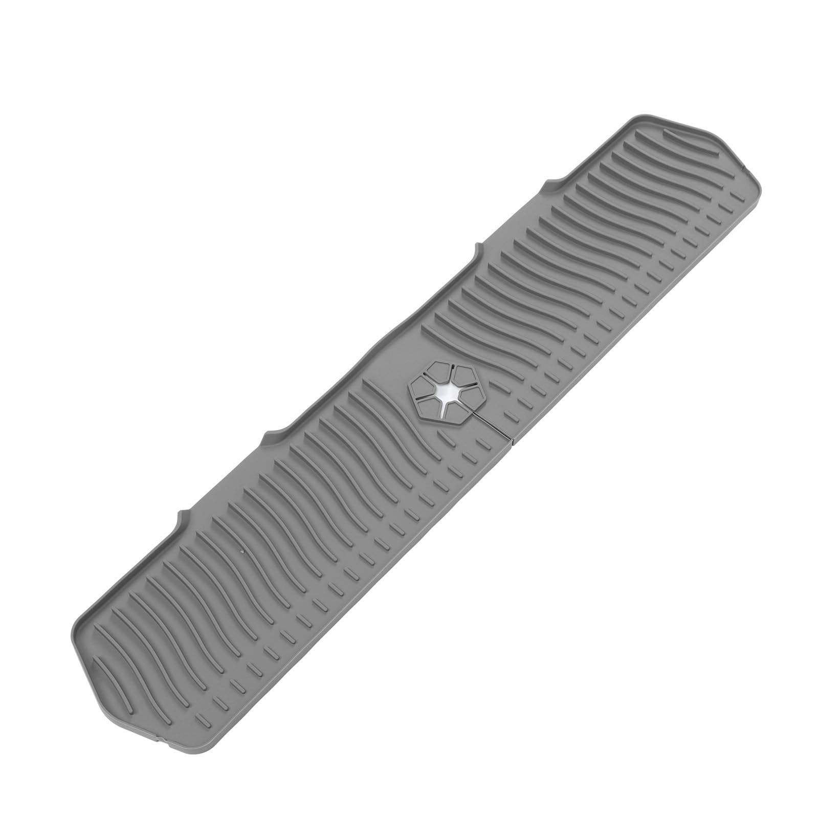 Tappetino paraspruzzi per lavello, 76 cm, paraspruzzi per lavello in silicone, maniglia antigoccia, gadget da , accessori per lavello per bancone della e bagno (grigio)