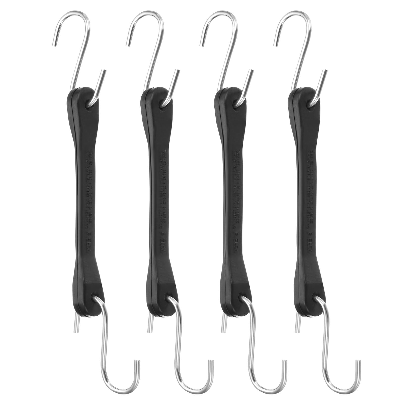 sourcing map 4Pcs 6"/15cm Bungee Cords with Hooks, Heavy Duty Rubber Bungee Straps with Metal Crimped S Hooks for Securing Tarps Cargo Trucks Canvases, Camping Gear, Black