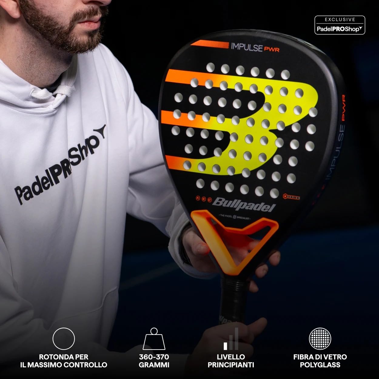 Bullpadel Impulse PWR 2026 (Esclusiva PadelPROShop) - Racchetta da padel potente, forma a diamante e bilanciamento elevato - Anima in SoftEva e fibra di vetro