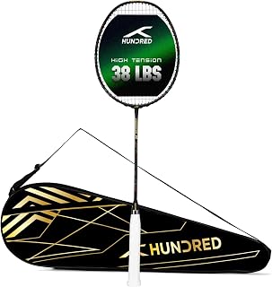 Hundred Predator Extra Strong Japan Made Graphite Unstrung Badminton Racket with Full Racket Cover Maximum Tension : ≤38lbs