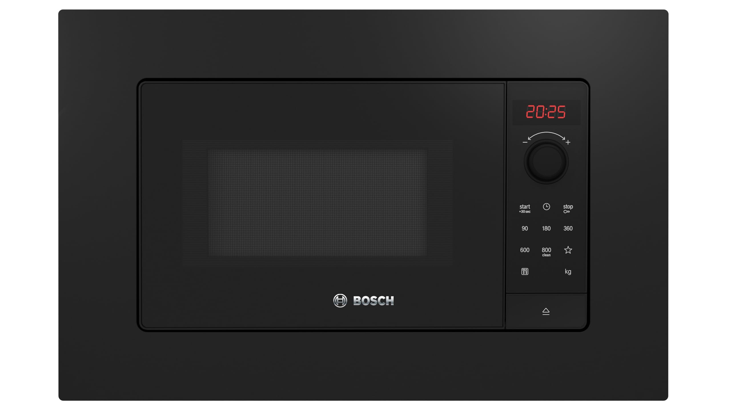 Bosch BFL623MB4 Serie 2 Einbau-Mikrowelle, 38 x 60 cm, 20 L, 800W, AutoPilot 7 Programme, QuickStart, LED-Display, hydrolytische Reinigung, Schwarzglas