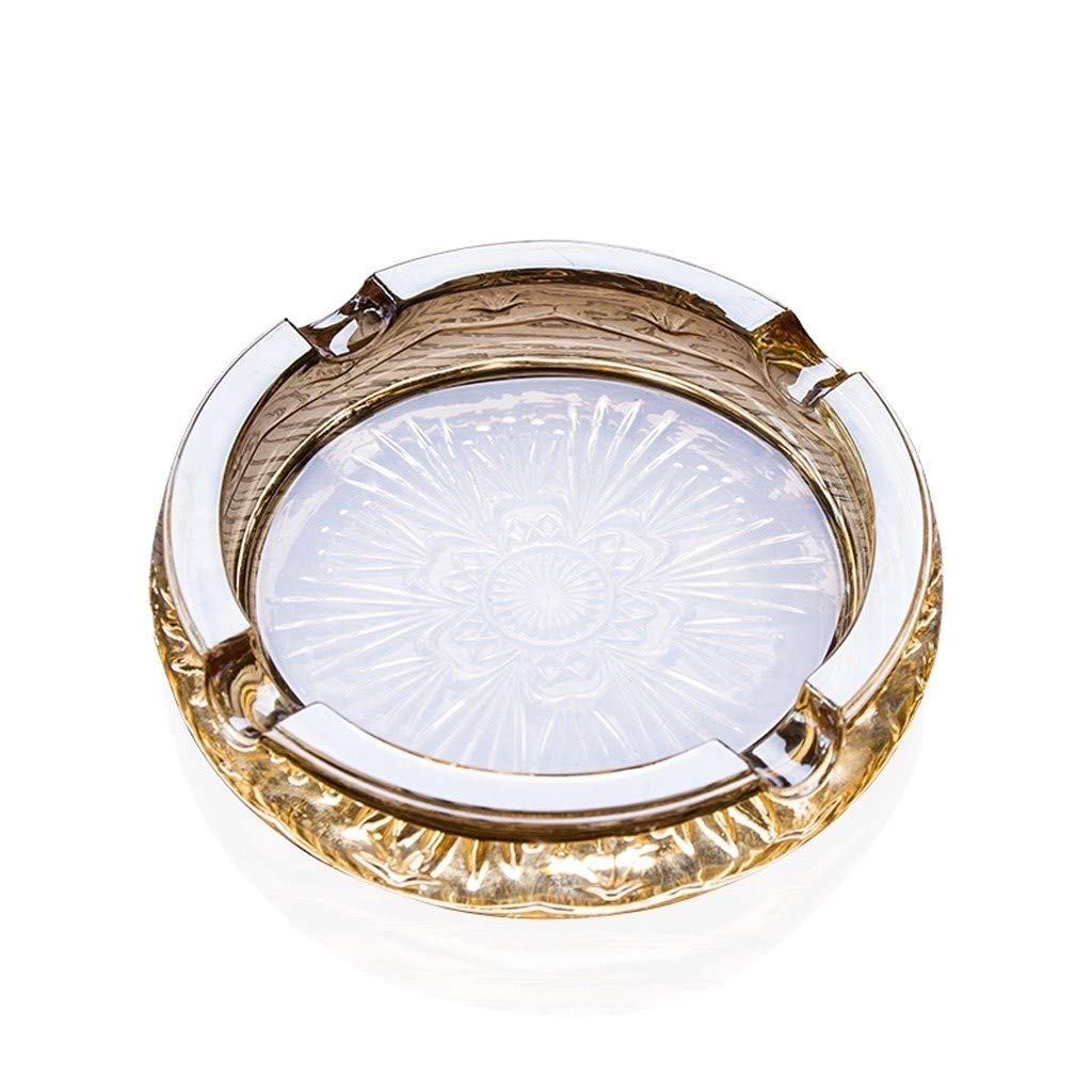 NTTCrystal Glass Cigar Ashtray Creative European Round Ash Tray Living Room Office Cigarettes Smoking Accessories (Size : S)