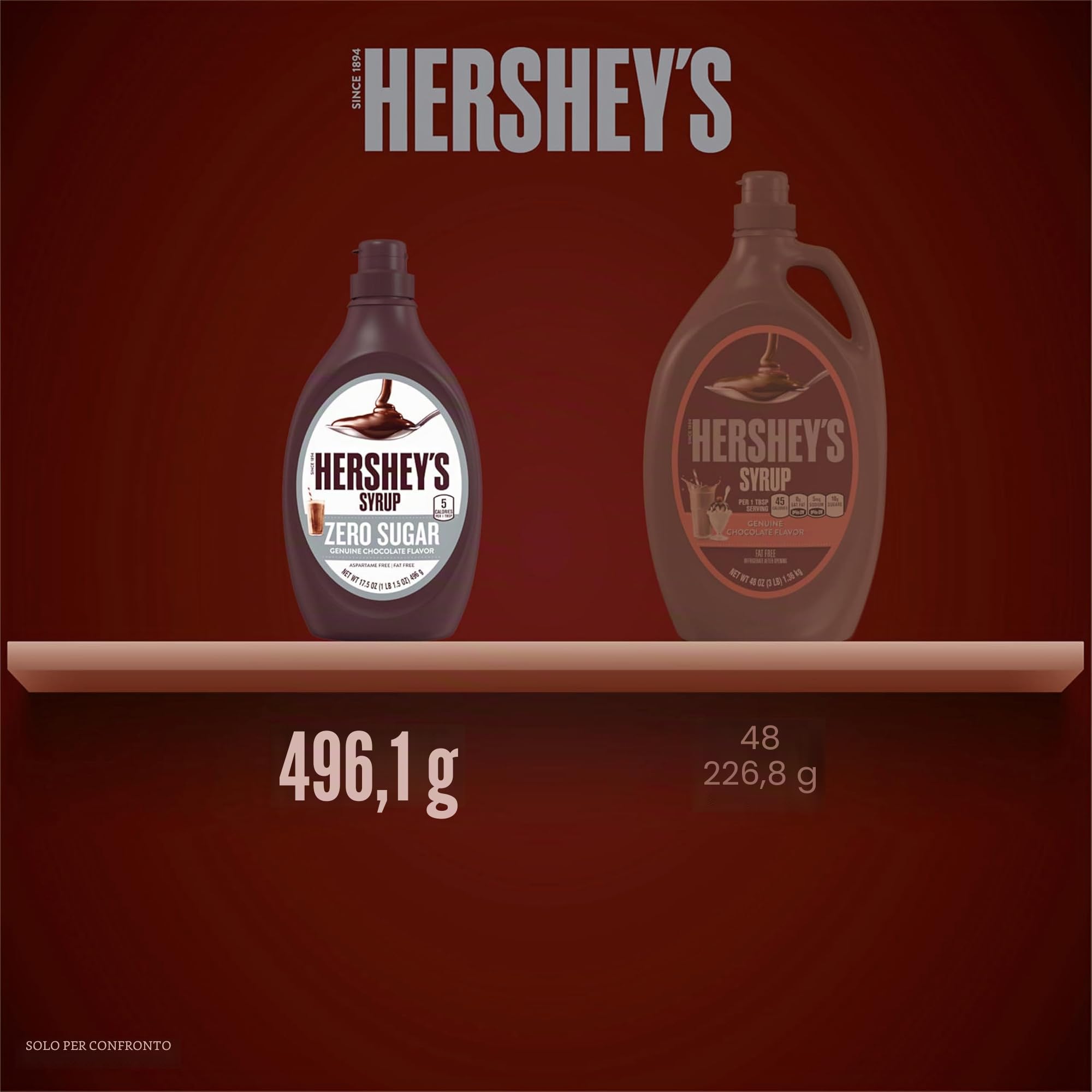 Hershey's Sciroppo di zucchero senza zucchero 1 x 496g | Sciroppo aromatizzato al cioccolato zero zucchero in bottiglia spremibile per latte, gelati, dolci e condimenti.