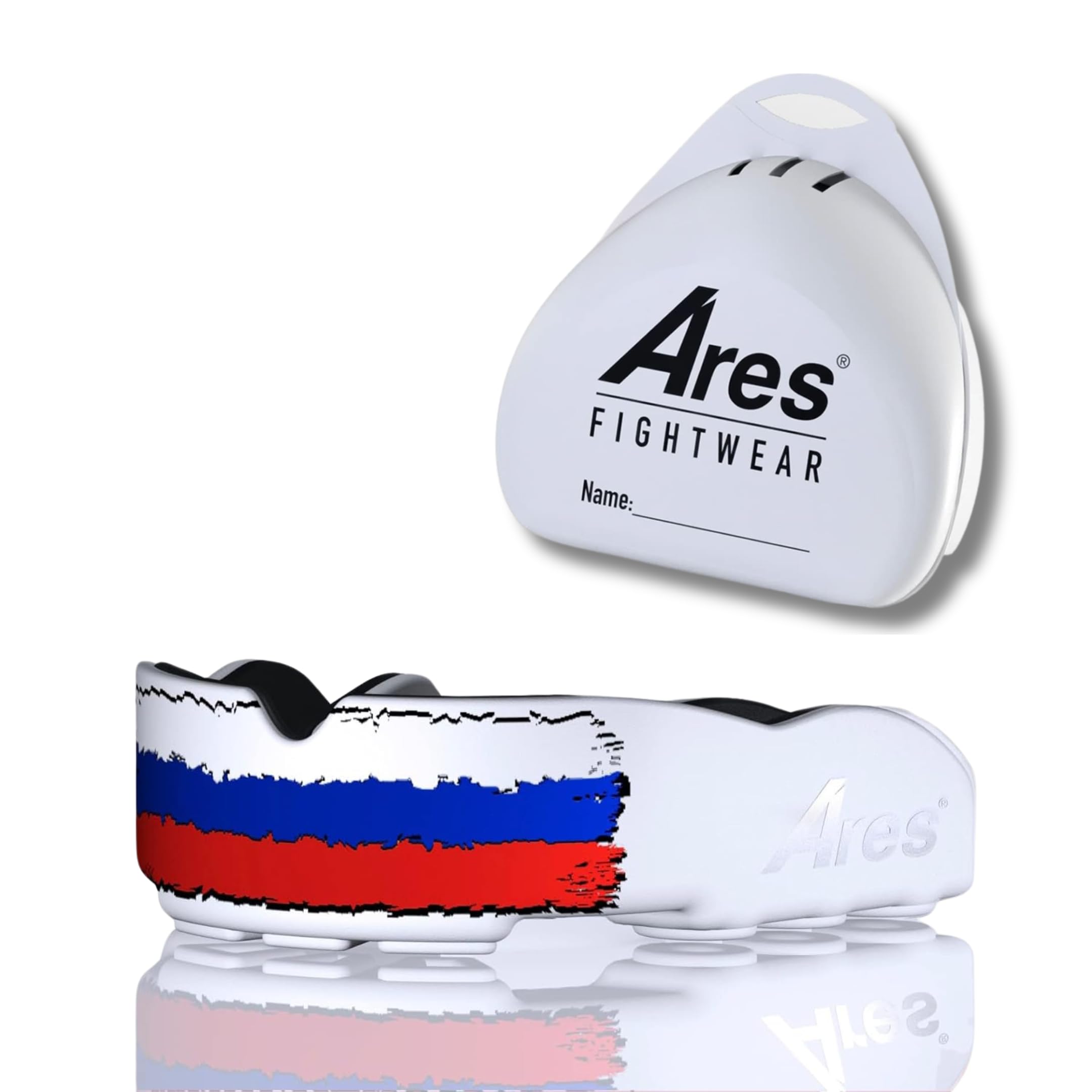 Ares Fightwear® SlimLine Mundschutz Boxen inkl. Aufbewahrungsbox für Kampfsport, MMA & Athleten I Maximaler Zahnschutz dank Optimaler Passform I Profi Mouthguard für Herren & Damen