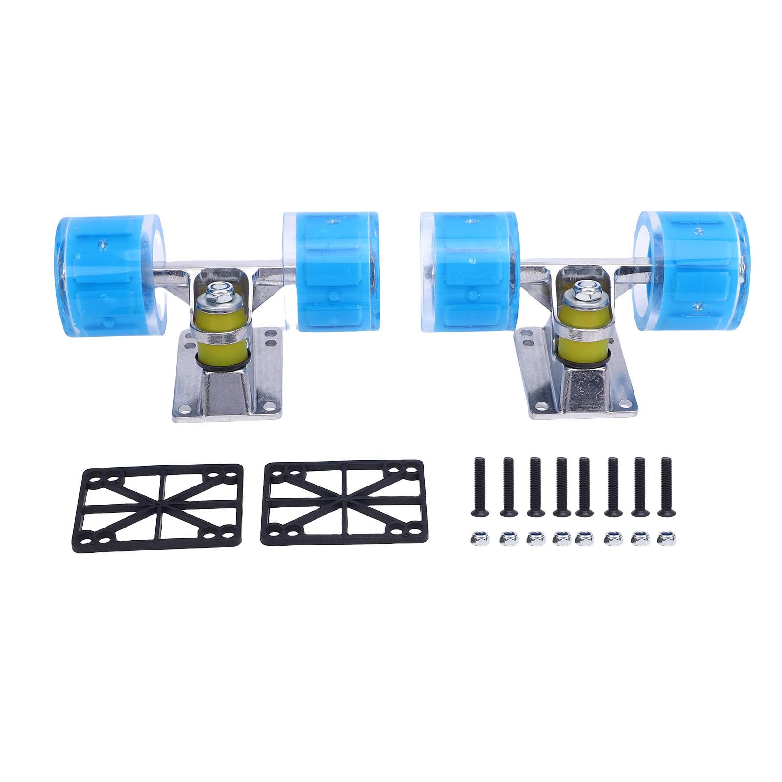 Fockety Juego de Ejes y Ruedas para Patineta Longboard (55 X 45 mm), Juego de Ruedas y Ejes de Aleación de Aluminio, Kit de Hardware Básico para Cruiser
