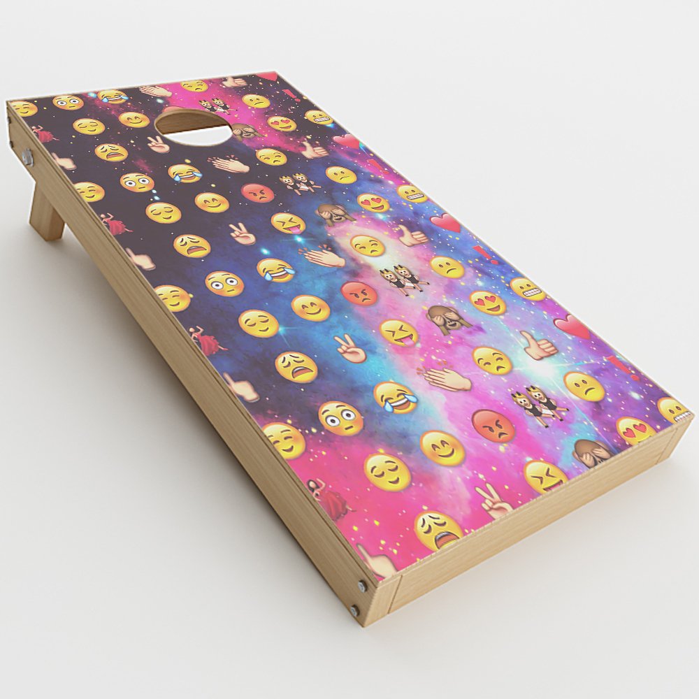 Skin Decal Vinyl Wrap for Cornhole Game Board Bag Toss (2xpcs.) Skins Stickers Cover/Emojis in Galaxy Space Peace
