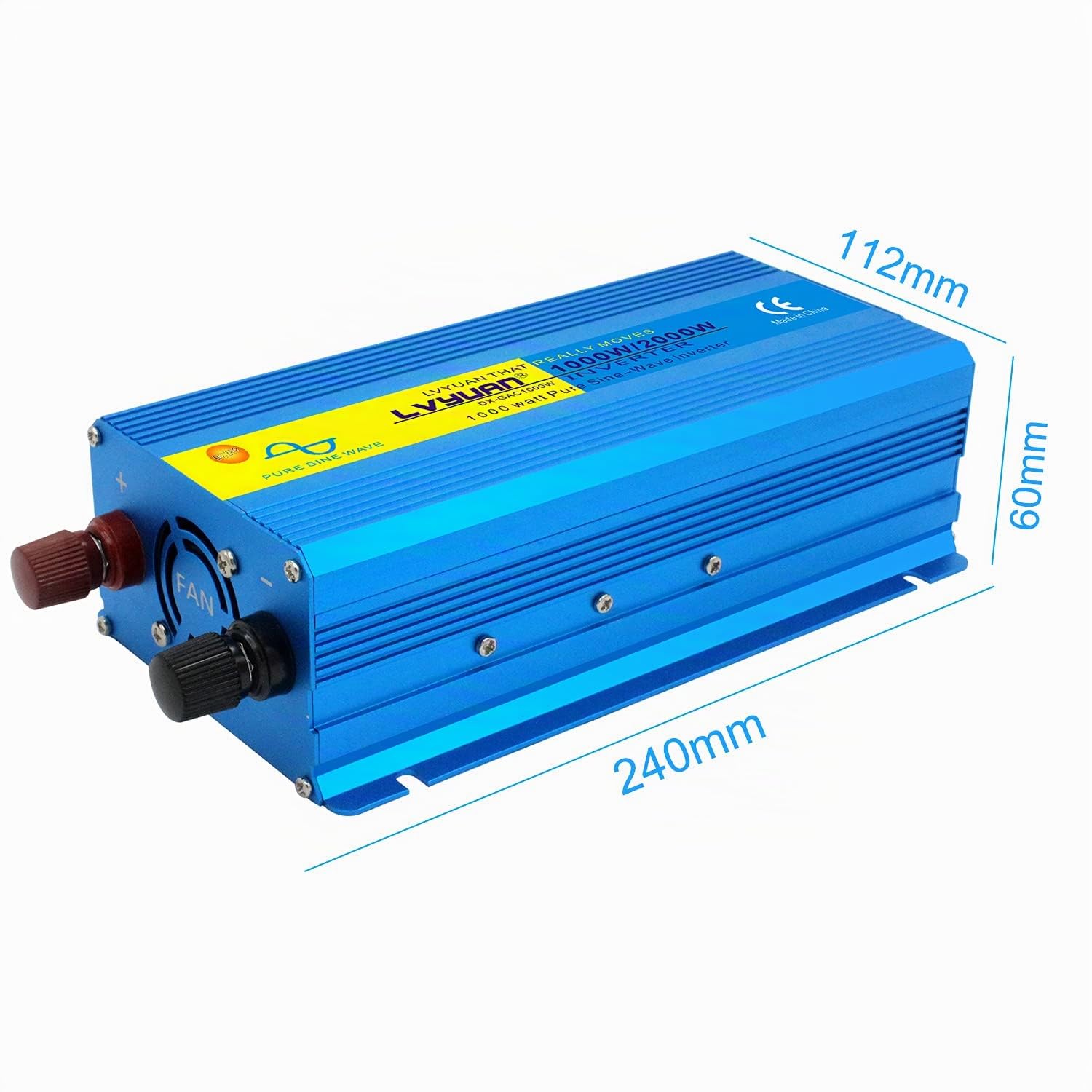 Cantonape 1000W Convertidor de Voltaje de Onda sinusoidal Pura para Coche-Inversor de 24v a 230v-Convertidor con 1 Toma EU y 2 Puertos USB