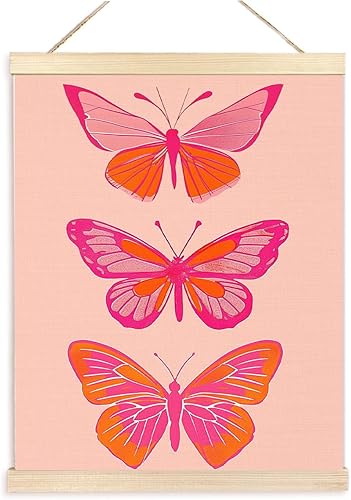 BESERH Funky Y2K - Marco para colgar pósteres, diseño de mariposa rosa y naranja, decoración de habitación de preppy, póster colgante de mariposa