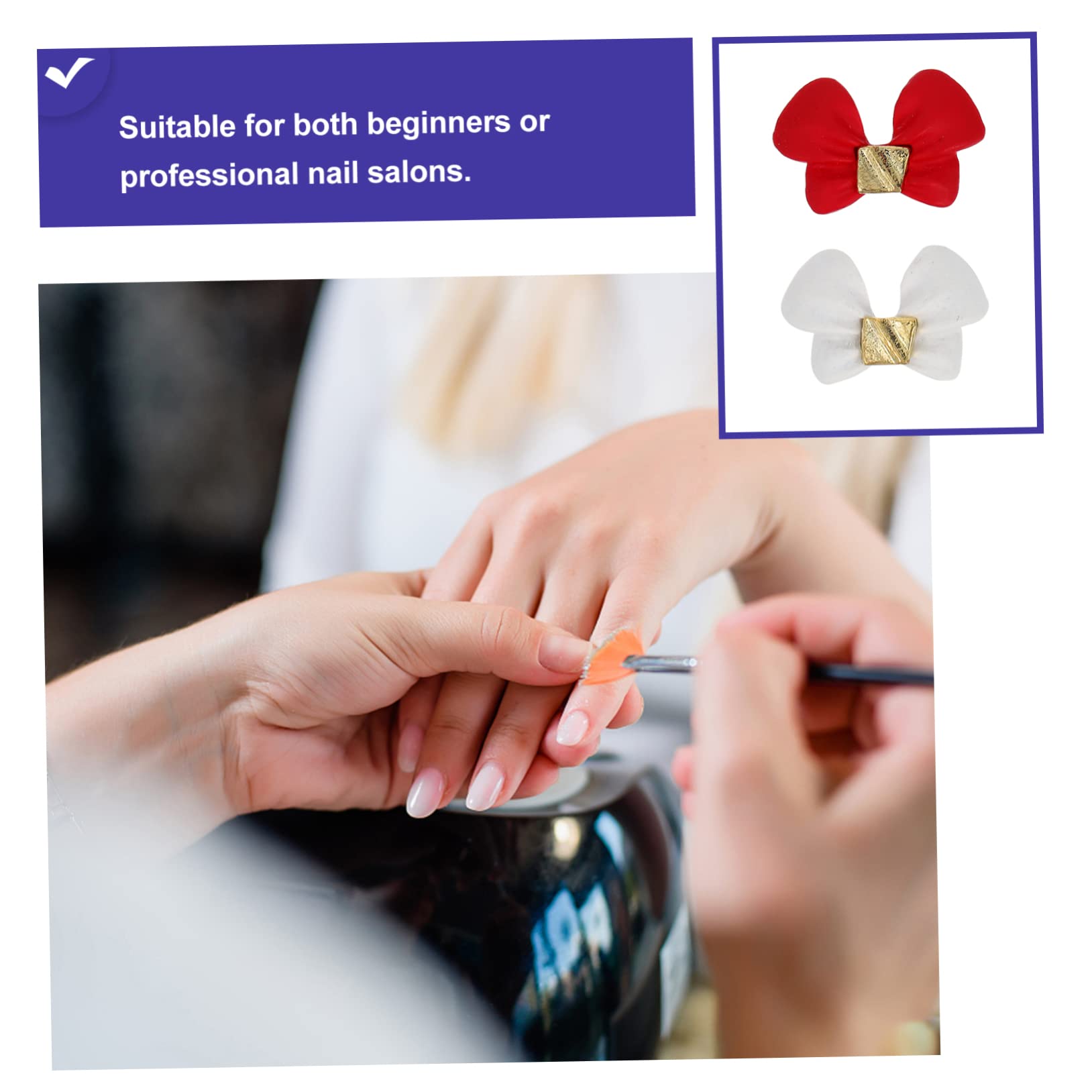 IWOWHERO Manicure Charms Bow Nail 10pcs Decorative Nail Art Embellishments for Home Use