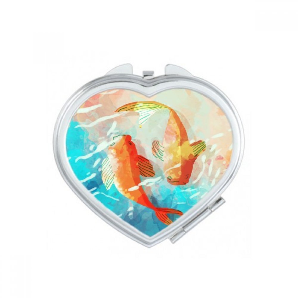 Miroir compact coeur Japon Koi Petit cadeau mignon pour femme