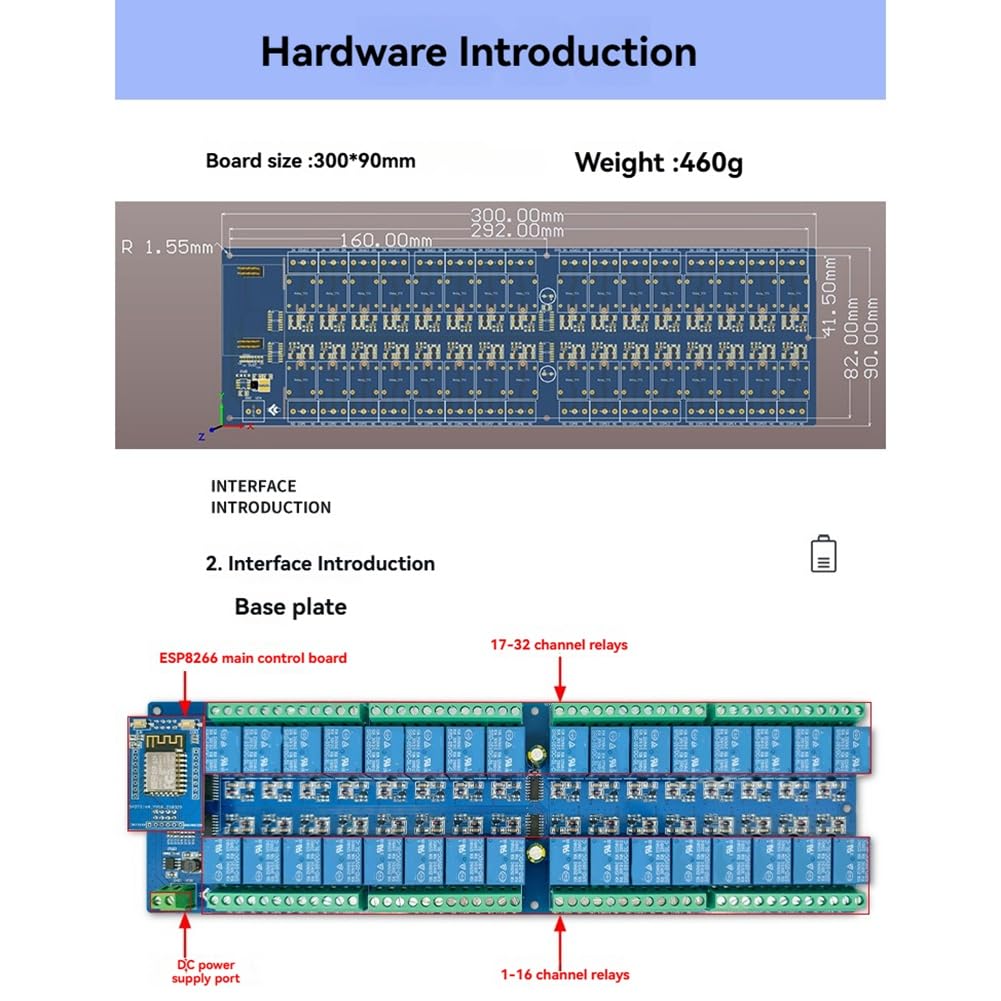 Modulo di Sviluppo del Modulo A 32 Canali DC Alimentatore WiFi Modulo Relè Bluetooth ESP8266 per Casa Intelligente