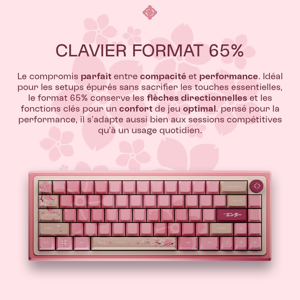 Tryhard Hayami – Clavier Magnétique Gaming 65% | Switchs Hall Effect Ultra-Réactifs 8000 Hz | ARGB Personnalisable | Layout Français AZERTY avec knob