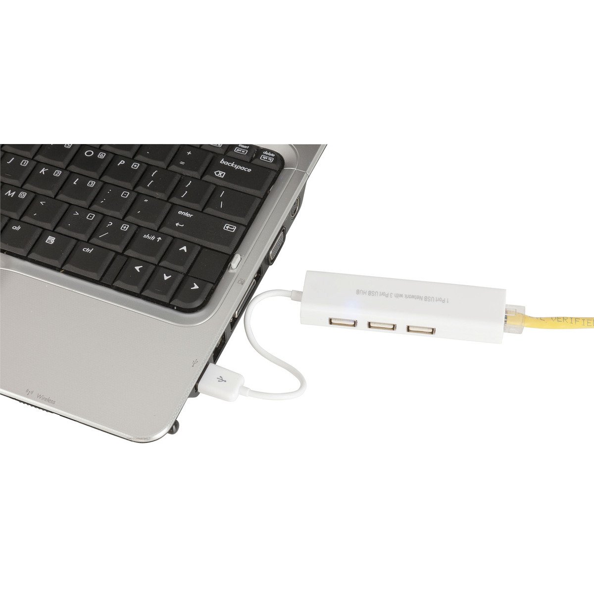 Adaptador USB 2.0 a Ethernet con concentrador USB de 3 puertos