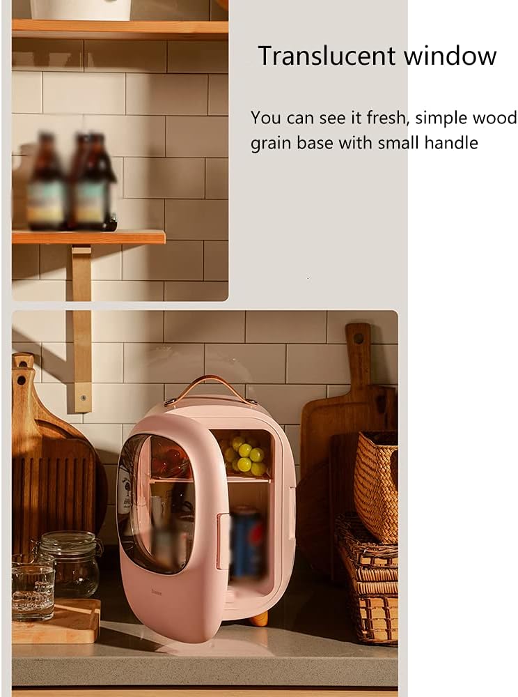 Mini Refrigerator 8L Portable Cooler and Heater Personal Refrigerator is Suitable for Cosmetic Food Very Suitable for Bedroom Office Car (Pink)