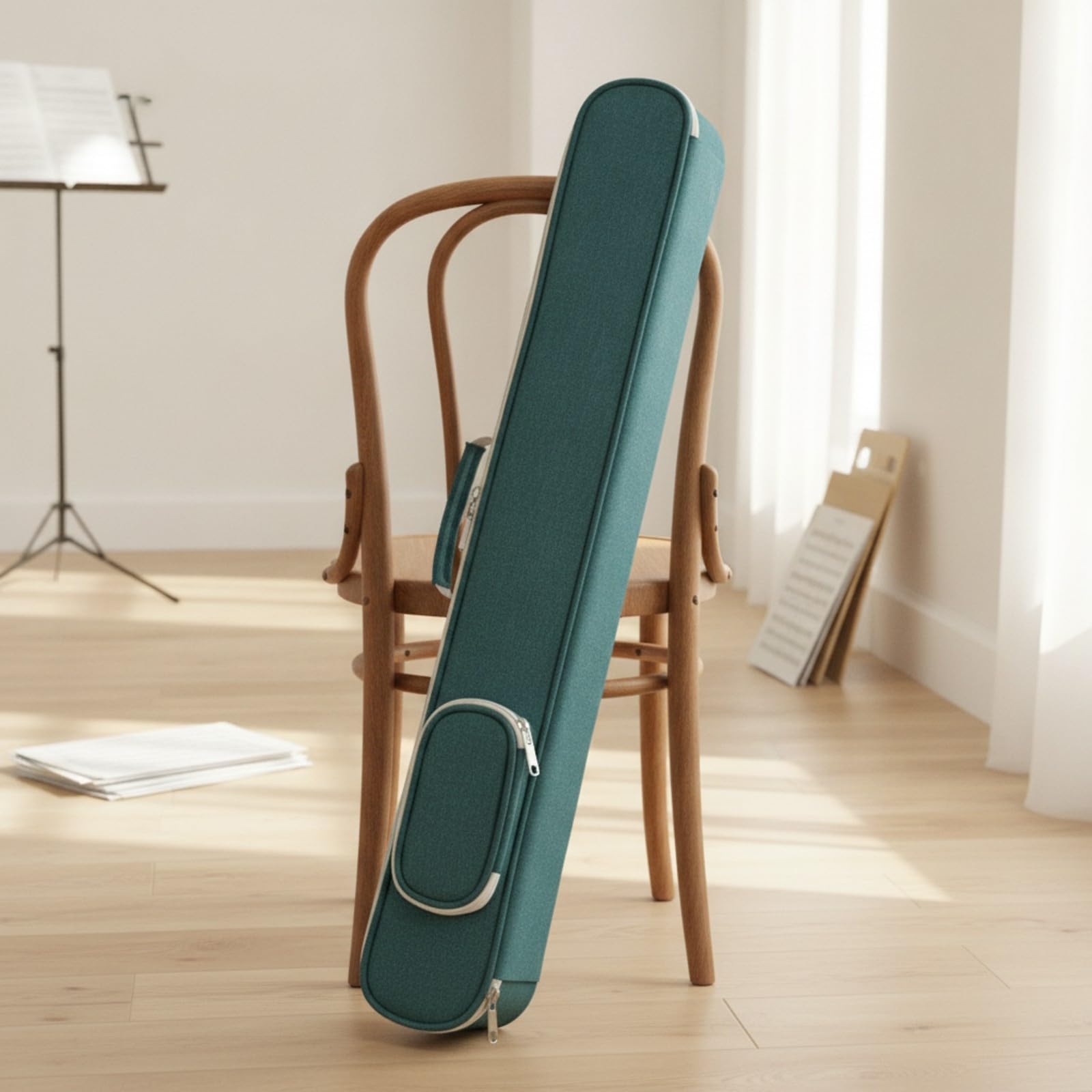 Funda Flauta con Asa y Correa Ajustable Acolchado Bolsa Flauta Resisn para Práctica en Casa