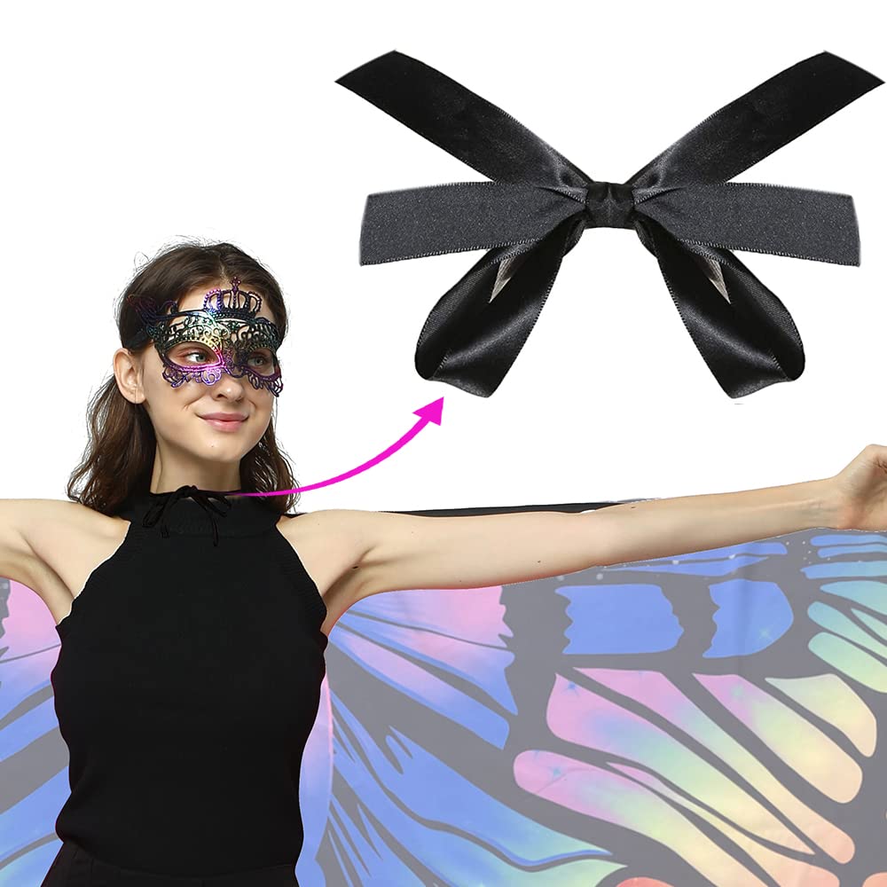 BETESSIN Costume Papillon Femme Adulte pour Festivaliers et Halloween, Jupe Plissée en Polyester, Serre-tête Papillon et Masque en Dentelle, Accessoire de Déguisement pour Fête et Cosplay