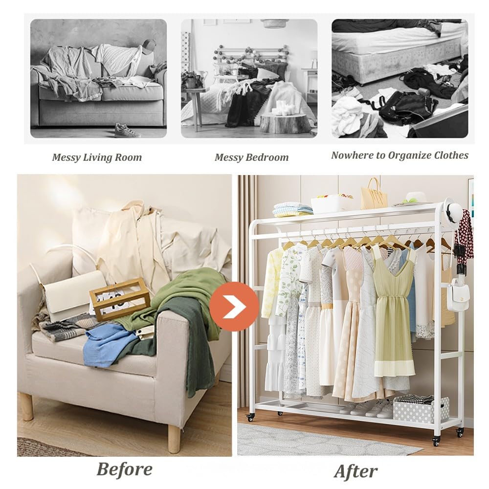 Portant à Vêtements Roulant Heavy, Organisateur De Vêtements Suspendu