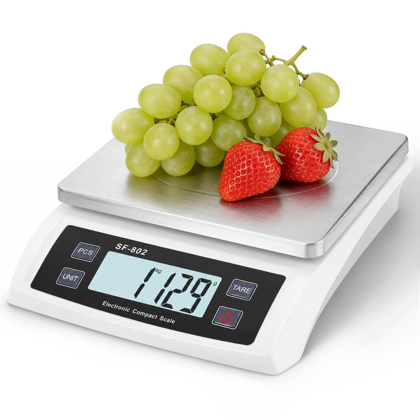 66lb/30kg Deli Electronic Commercial Price Computing Scale With LCD Display, Stainless Steel Platform & Charging Cable,Food Weighing Scales For Store (White)