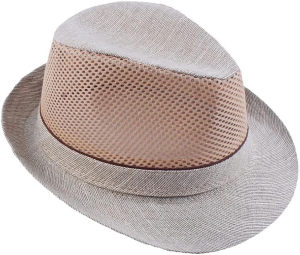 Generic Men's Summer Mesh Jazz Sun Hat with Brim Polyester Beach Travel