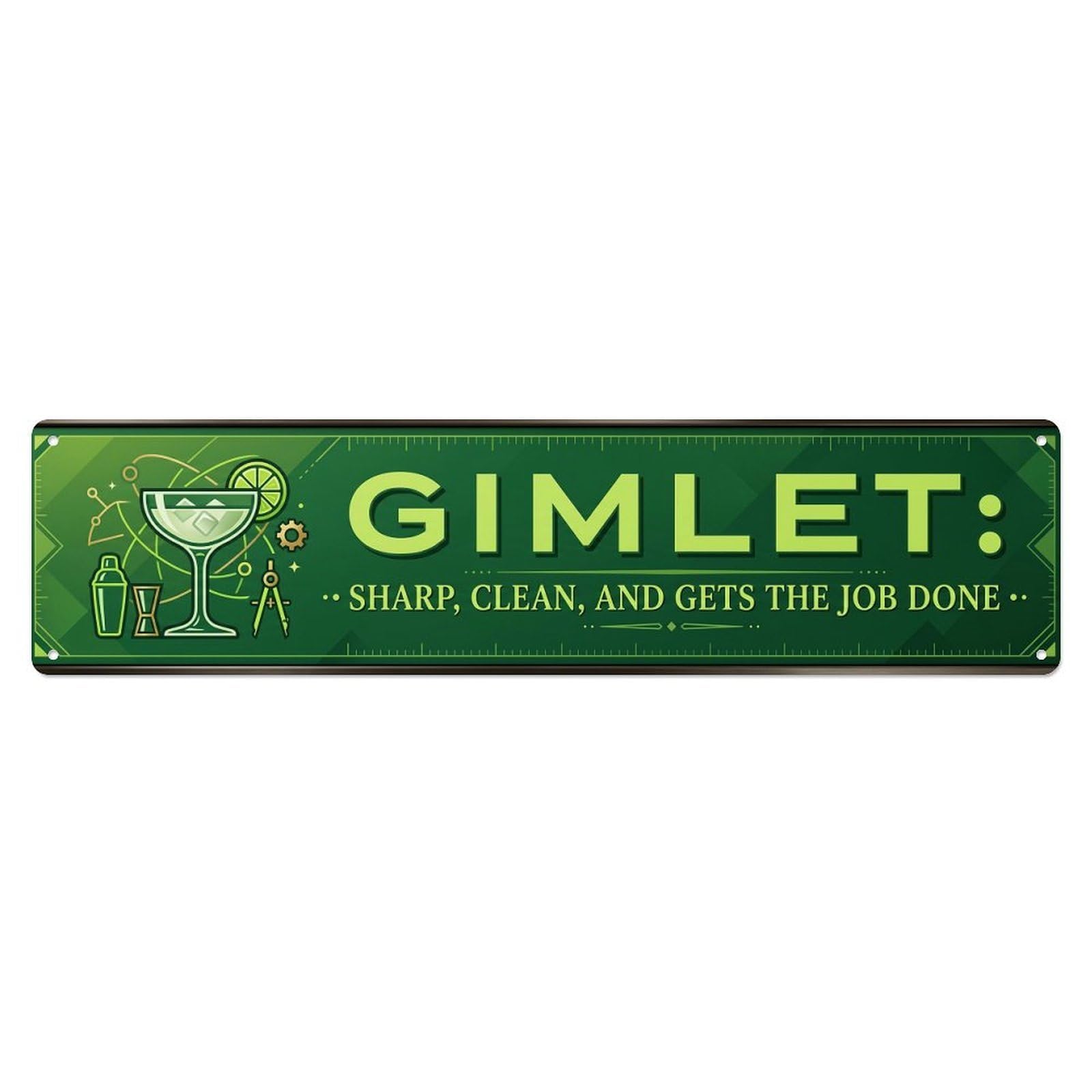 Gimlet Classic Bar Beverage Metal Tin Sign Plaque Wall Decor for Cafe, Club Bar, Office, Home Garden Metal Poster 4x16Inch