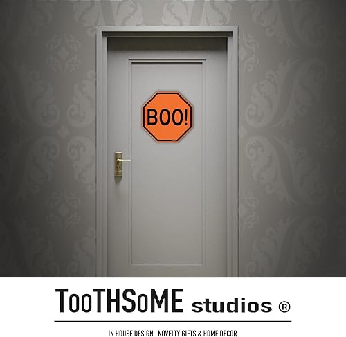 Miniatura 10 de Trick Or Treaters Stop Here - Tema de Halloween de 12 x 12 pulgadas, letrero de alto espeluznante para bar, sala de juegos, hogar, cueva de hombre,