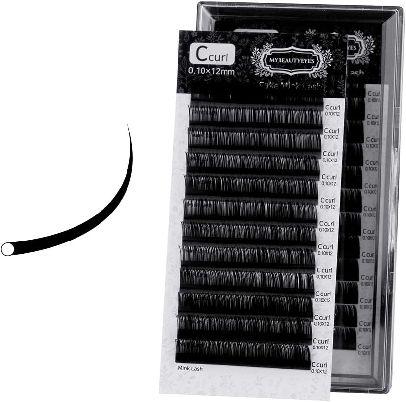 Eyelash Extension Fake Mink Lash / Individual Eyelash Extension Supplies Salon Use / C Curl / Thickness 0.07 ~ 0.25mm, Length 8-15mm Mixed Tray (0.20mm, 14mm)