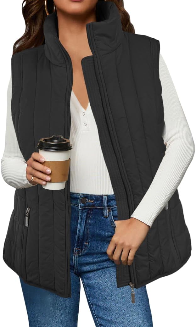Women’s Quilted Vest Casual Sleeveless Lightweight Zip Up Outerwear Vest Coat Winter Stand Collar Gilet 2024 Women’s Quilted Vest Casual Sleeveless Lightweight Zip Up Outerwear Vest Coat Winter Stand Collar Gilet 2024