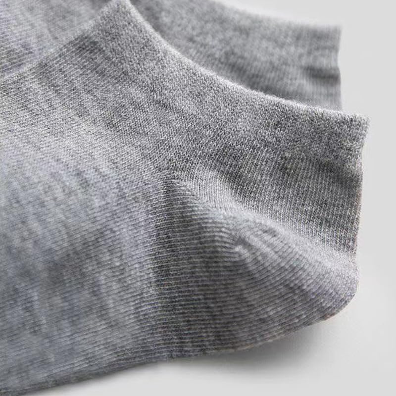 10 Pairs Unisex Crew Ankle Socks, Non-Slip Solid Color Breathable Polyester Knit Fabric with Elastane - Grey2