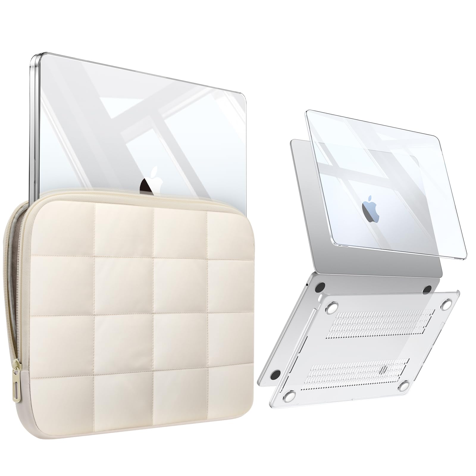 Fintie Case for MacBook Air 13 Inch A3240 A3113 A2681 (2022 2023 2024 2025 Release) - Snap On Hard Shell Clear Cover & Carrying Laptop Sleeve Bag for