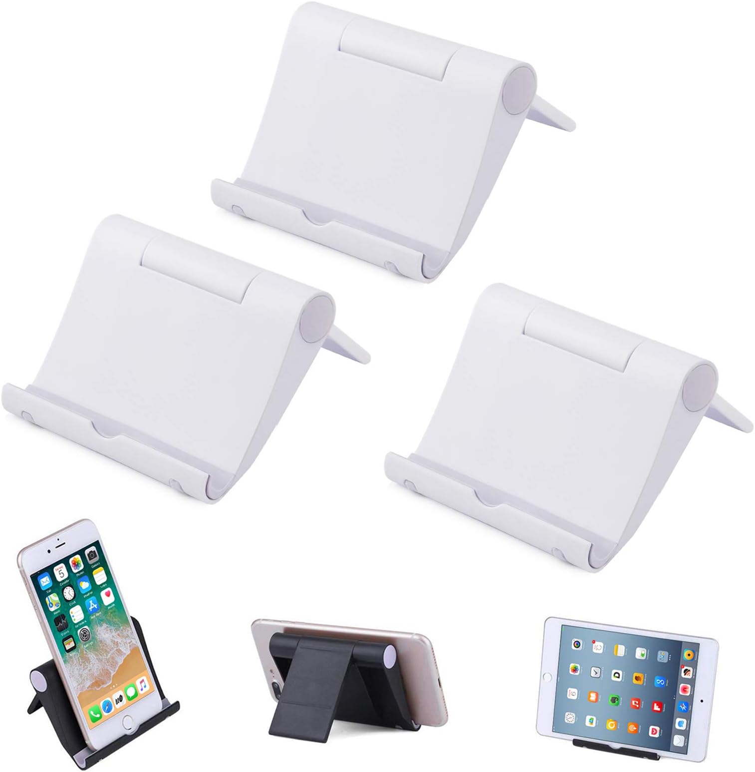Elimoons Phone Stand, 3 Pack Multi-Angle Cell Phone Stand Tablet Stand Universal Smartphones for Holder Tablets(6-11"), e-Reader, Compatible Phone XS/XR/11/11pro/11pro max/10/10 max , Galaxy S10/S20